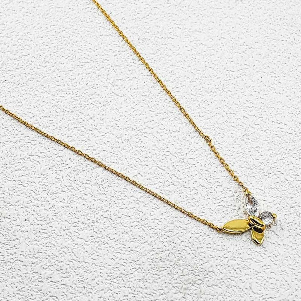 kate spade Gold Bee Pendant Necklace with Clear Crystal Wings